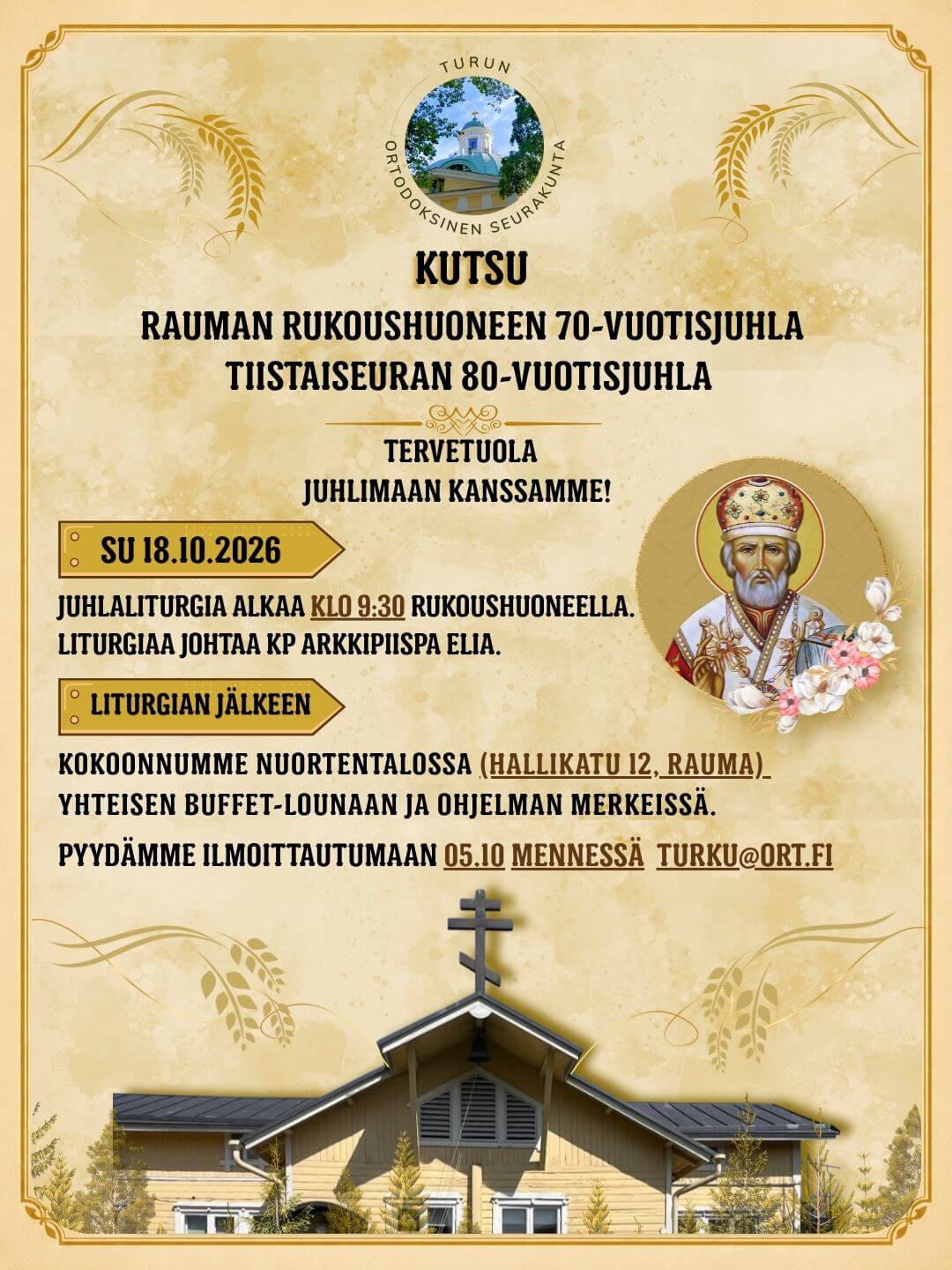 Rauman rukoushuone täyttää 70 vuotta ja Tiistaiseura 80 vuotta