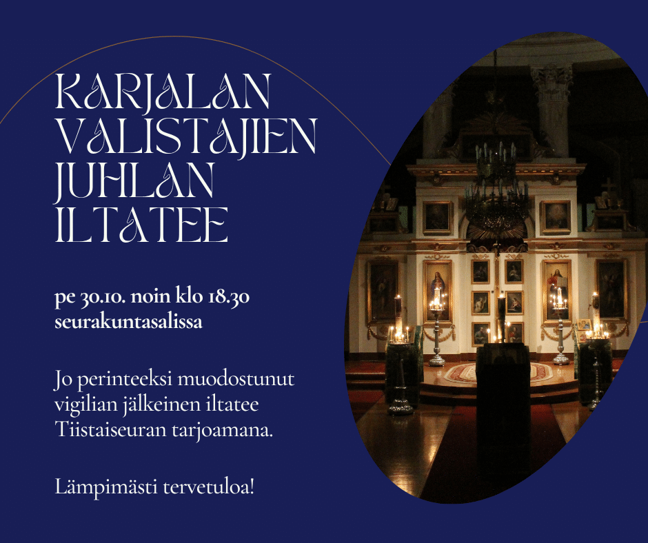 Karjalan valistajien -iltatee pe 31.10. klo 18.30