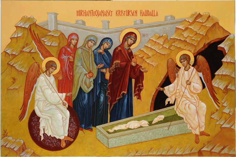 Ikonikuva, mirhantuojanaiset Kristuksen haudalla