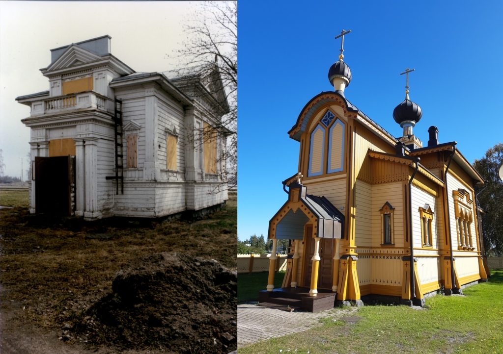 Pyhien apostolien Pietarin ja Paavalin kirkko vuonna 1986 ja vuonna 2021.