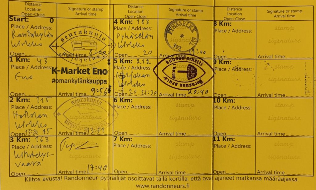 Brevet-passi viime vuoden tapahtumasta.